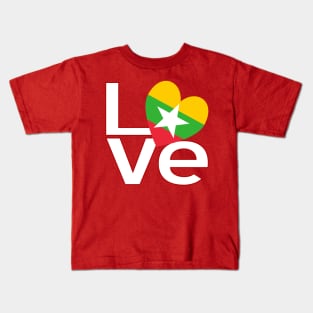 Red White Burma Myanmar LOVE Kids T-Shirt